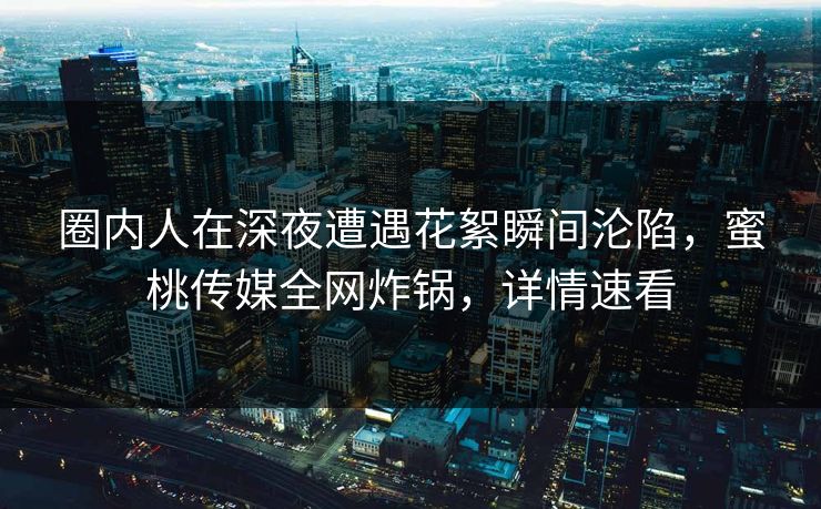 圈内人在深夜遭遇花絮瞬间沦陷，蜜桃传媒全网炸锅，详情速看