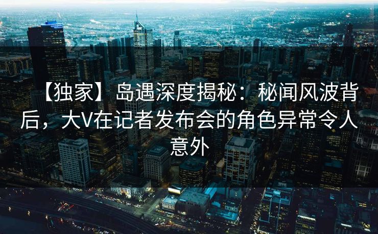 【独家】岛遇深度揭秘：秘闻风波背后，大V在记者发布会的角色异常令人意外