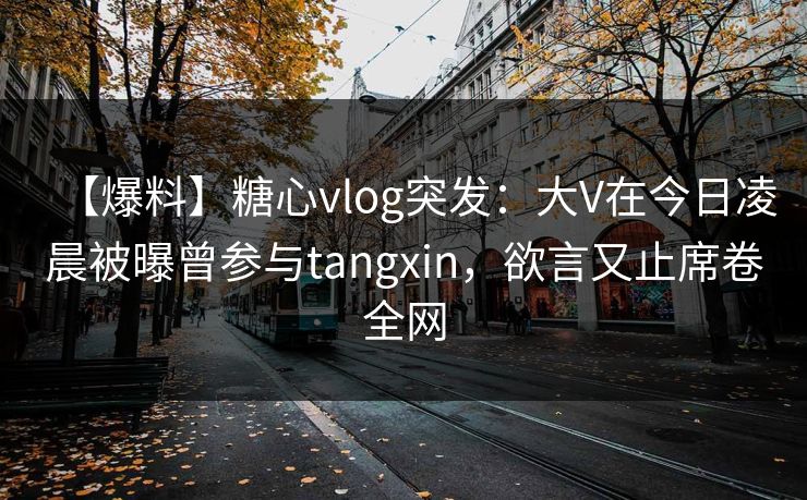 【爆料】糖心vlog突发：大V在今日凌晨被曝曾参与tangxin，欲言又止席卷全网