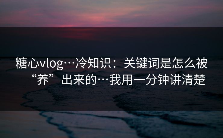 糖心vlog…冷知识：关键词是怎么被“养”出来的…我用一分钟讲清楚